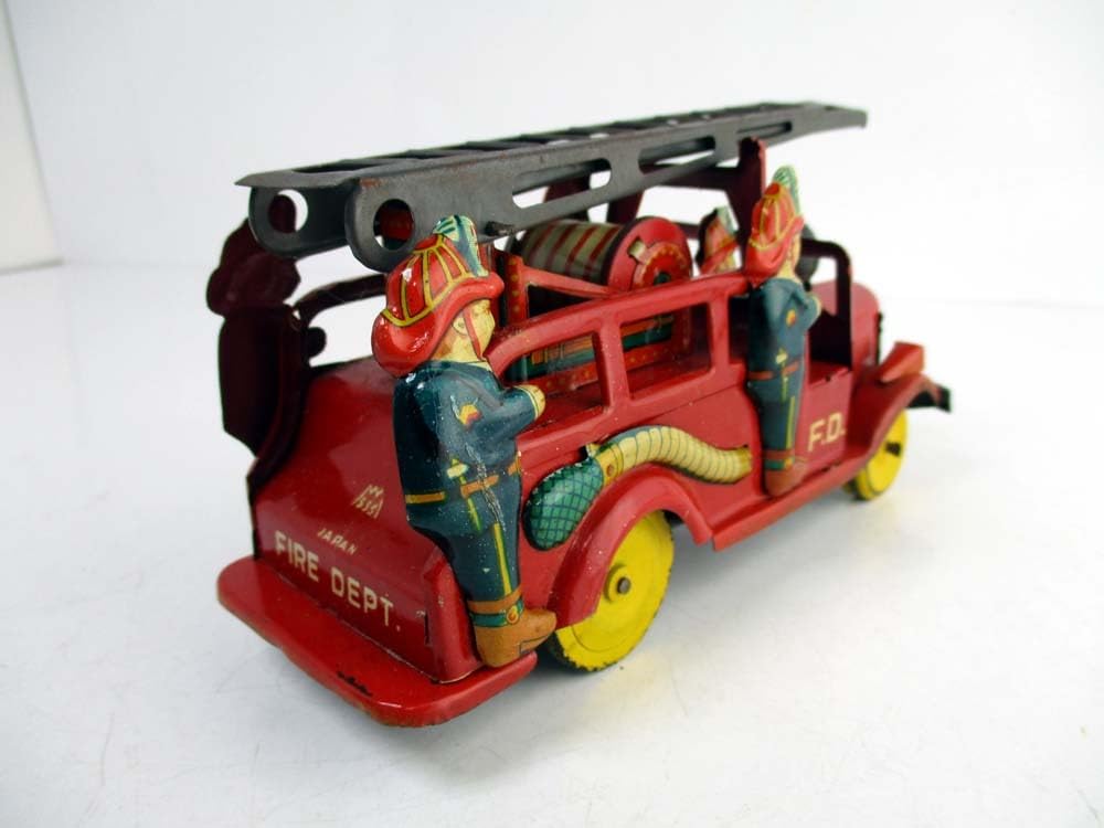 SSS日本1950年代製 F. D. 消防車 完動品 長さ約15cm ブリキ